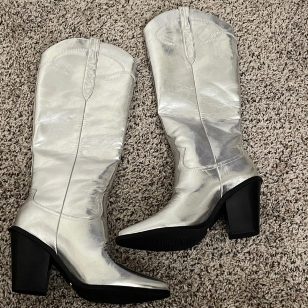 Billini Metallic Silver Heeled Boots